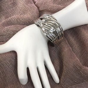 Sterling Silver Wide Love Knot Cuff Bracelet